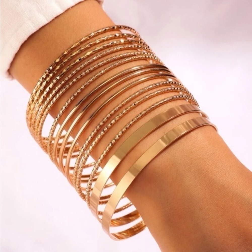 GOLD 3/$30 14pc Bangle Bracelet Set